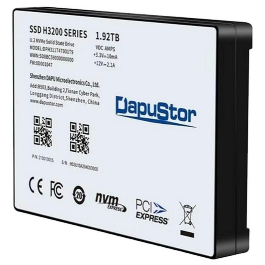 Твердотельный накопитель SSD DapuStor NVMe H3200, GEN3, U.2, 1.92T — изображение 3
