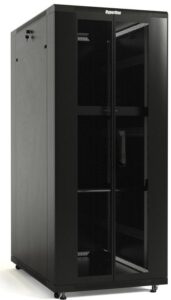 Купить Шкаф серверный Hyperline TTBR-4281-DD-RAL9004 напольный 42U 800x1000мм пер.дв.перфор.2ств. задн.дв.перфор.2-хст. 2 бок.пан. 800кг черный 910мм 133кг 2055мм 20 сталь - 4D-13963397 из реестра по лучшей цене