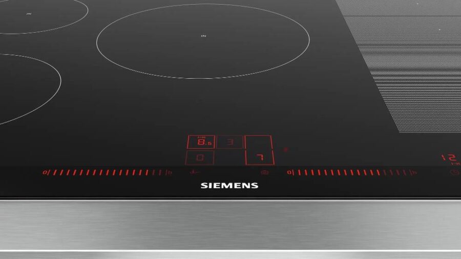 Встраиваемая электрическая панель Siemens/ индукционная, 81.20х52 см, количество конфорок: 5, материал панели: стеклокерамика, установка: независимая, переключатели: сенсорные, черный цвет — изображение 2
