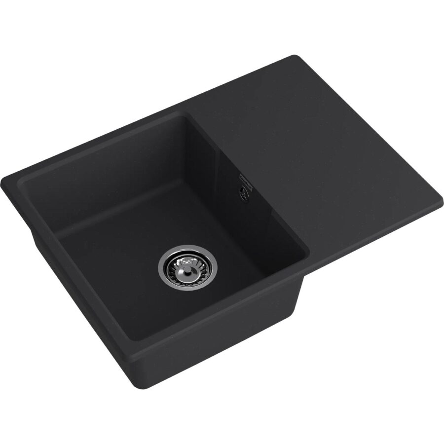Кухонная мойка GRANFEST URBAN 668L black 1-чаша+крыло 680*490мм, монтаж: врезной, материал: кварц, цвет: черный — изображение 2