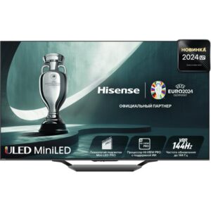 Телевизор ЖК 55'' Hisense/ 55", Ultra HD, Mini LED, 120 Hz /144 Hz(VRR), Smart TV (ОС VIDAA U7.6), Wi-Fi, DVB-T2/T/C/S2/S, HDR 10+, Dolby Vision, Dolby Atmos, Bluetooth, 2.1ch  2х10W+20W, CI+(1.4), 4хHDMI, 2хUSB, Works with Alexa, Alexa Built-in, GA, VIDA фото Купить Телевизор ЖК 55'' Hisense/ 55", Ultra HD, Mini LED, 120 Hz /144 Hz(VRR), Smart TV (ОС VIDAA U7.6), Wi-Fi, DVB-T2/T/C/S2/S, HDR 10+, Dolby Vision, Dolby Atmos, Bluetooth, 2.1ch  2х10W+20W, CI+(1.4), 4хHDMI, 2хUSB, Works with Alexa, Alexa Built-in, GA, VIDA - 4D-14327954 из реестра по лучшей цене