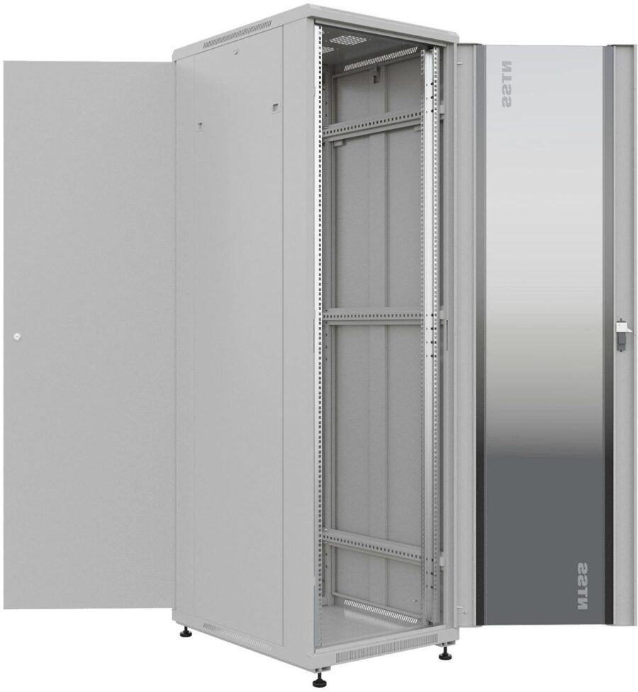 Шкаф серверный NTSS Премиум (NTSS-R42U8080GS) напольный 42U 800x800мм пер.дв.стекл металл 900кг серый 710мм 144кг 1987мм IP20 сталь — изображение 3