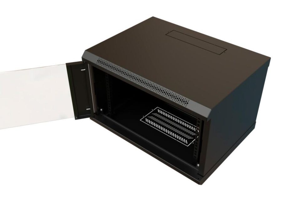 Шкаф коммутационный WRline (WR-TW-0666-GP-RAL9004) настенный 6U 600x600мм пер.дв.стекл 2 бок.пан. направл.под винты 60кг черный 500мм 367мм IP20 сталь — изображение 3