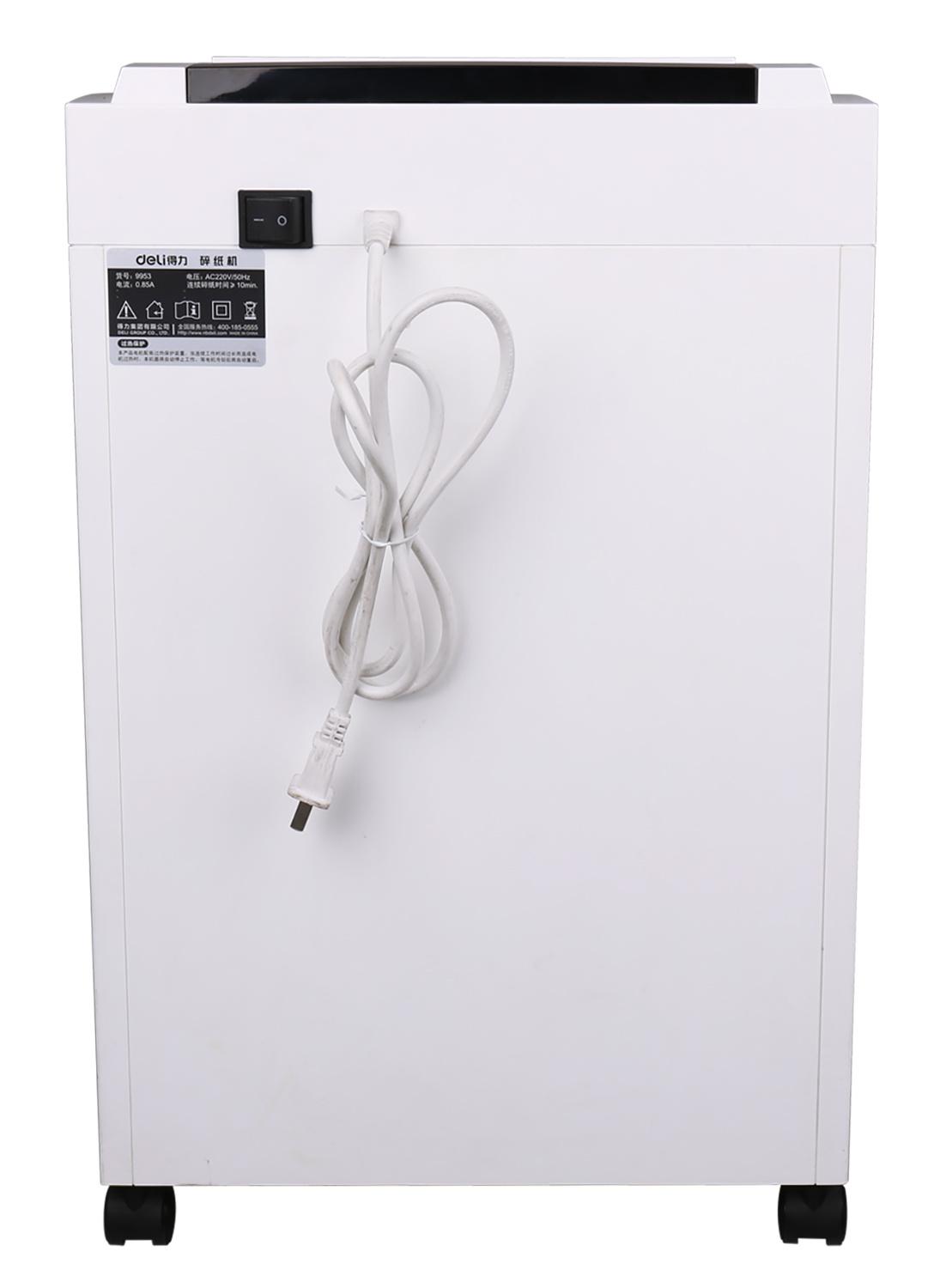 Шредер Deli 9953 белый (секр.P-5) фрагменты 8лист. 23лтр. скрепки скобы пл.карты CD — изображение 4