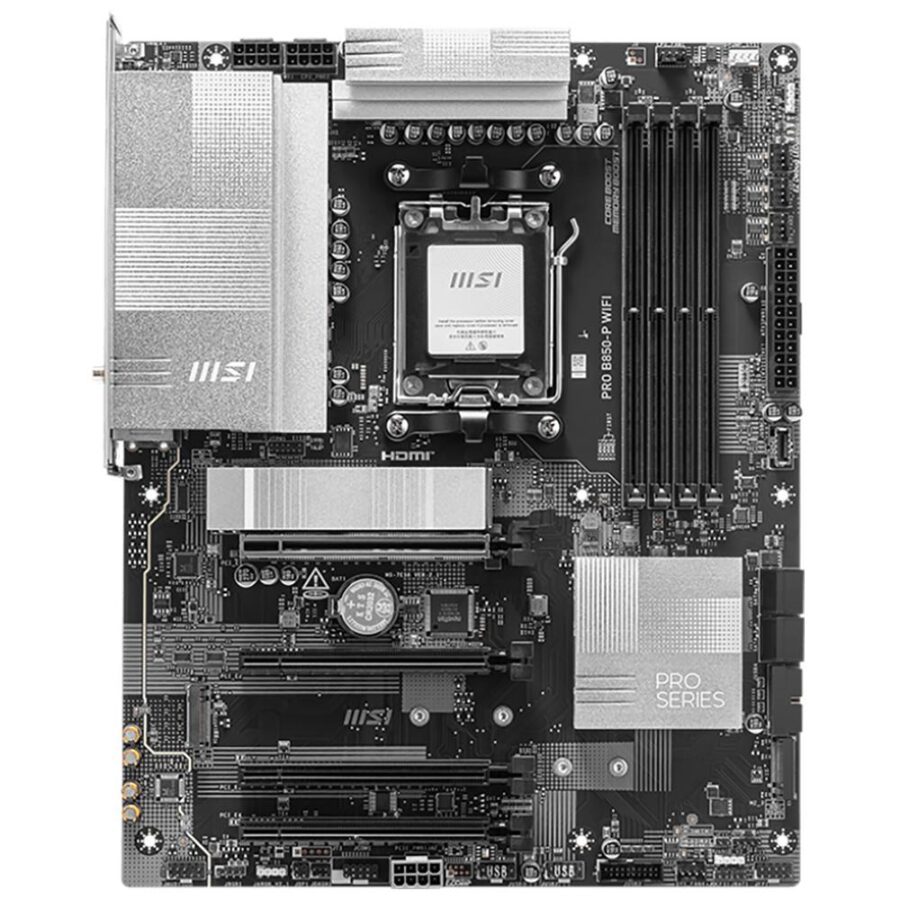 Материнская плата MSI PRO B850-P WIFI B850, AM5, 4*DDR5, 4*PCIEx16, 3*M.2, 3*TypeC, 1*USB3.2Gen2, 5*USB3.2Gen1, 8*USB2.0, 4*SATA3.0, 5G, HDMI, ATX, RTL — изображение 2