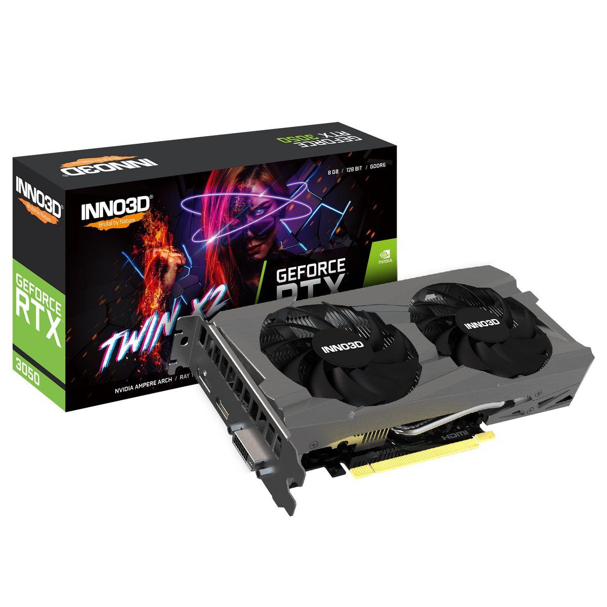 Видеокарта INNO3D RTX3050 TWIN X2 8GB GDDR6 128bit DVI DP HDMI 2FAN RTL