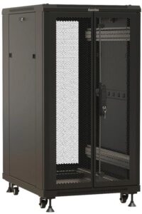 Купить Шкаф серверный Hyperline TTBR-2261-DD-RAL9004 напольный 22U 600x1000мм пер.дв.перфор. задн.дв.перфор. 2 бок.пан. 1000кг черный 910мм 79.5кг 1166мм IP20 сталь - 4D-14189279 из реестра по лучшей цене