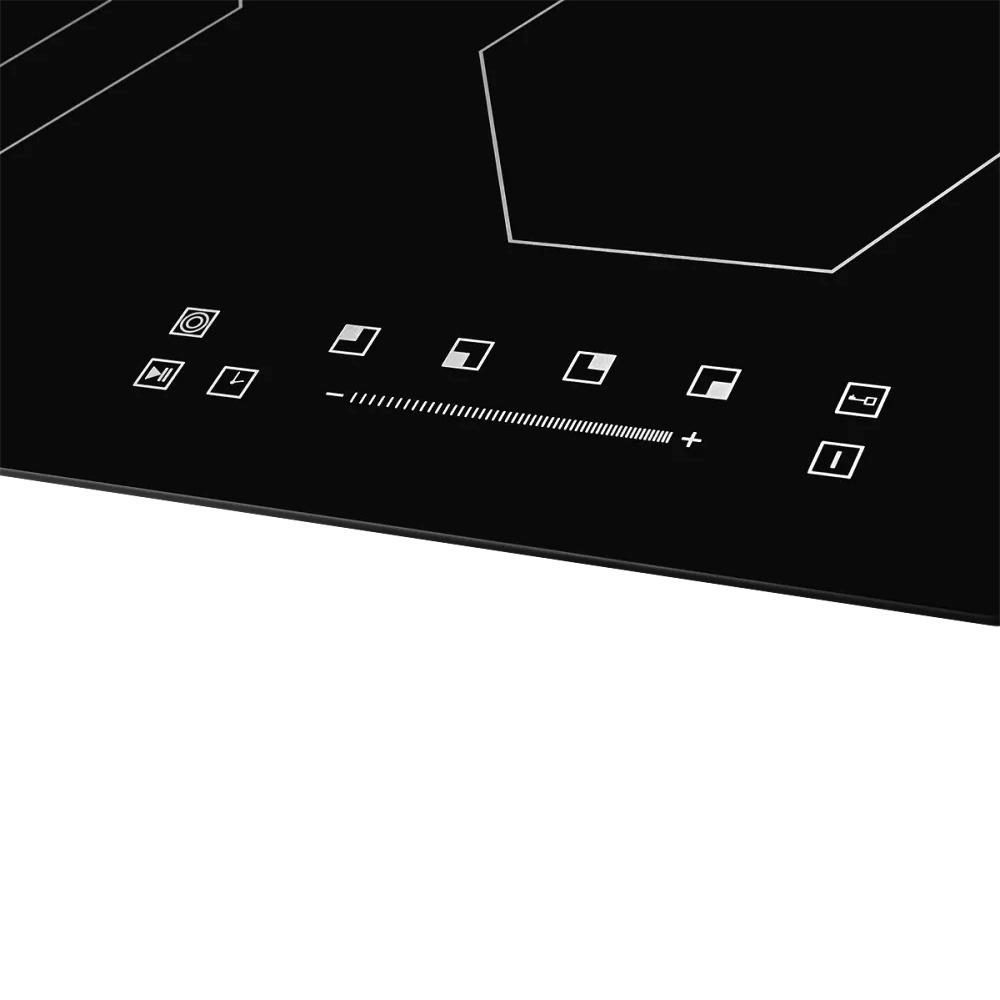 Встраиваемые электрические панели Monsher/ Независимая стеклокерамическая варочная поверхность,Ширина 60 см, 4 зоны ускоренного нагрева,Электронное сенсорное управление,5 цифровых дисплеев, 9 уровней мощности, 1 двойная зона нагрева, таймер, индикаторы ос — изображение 4
