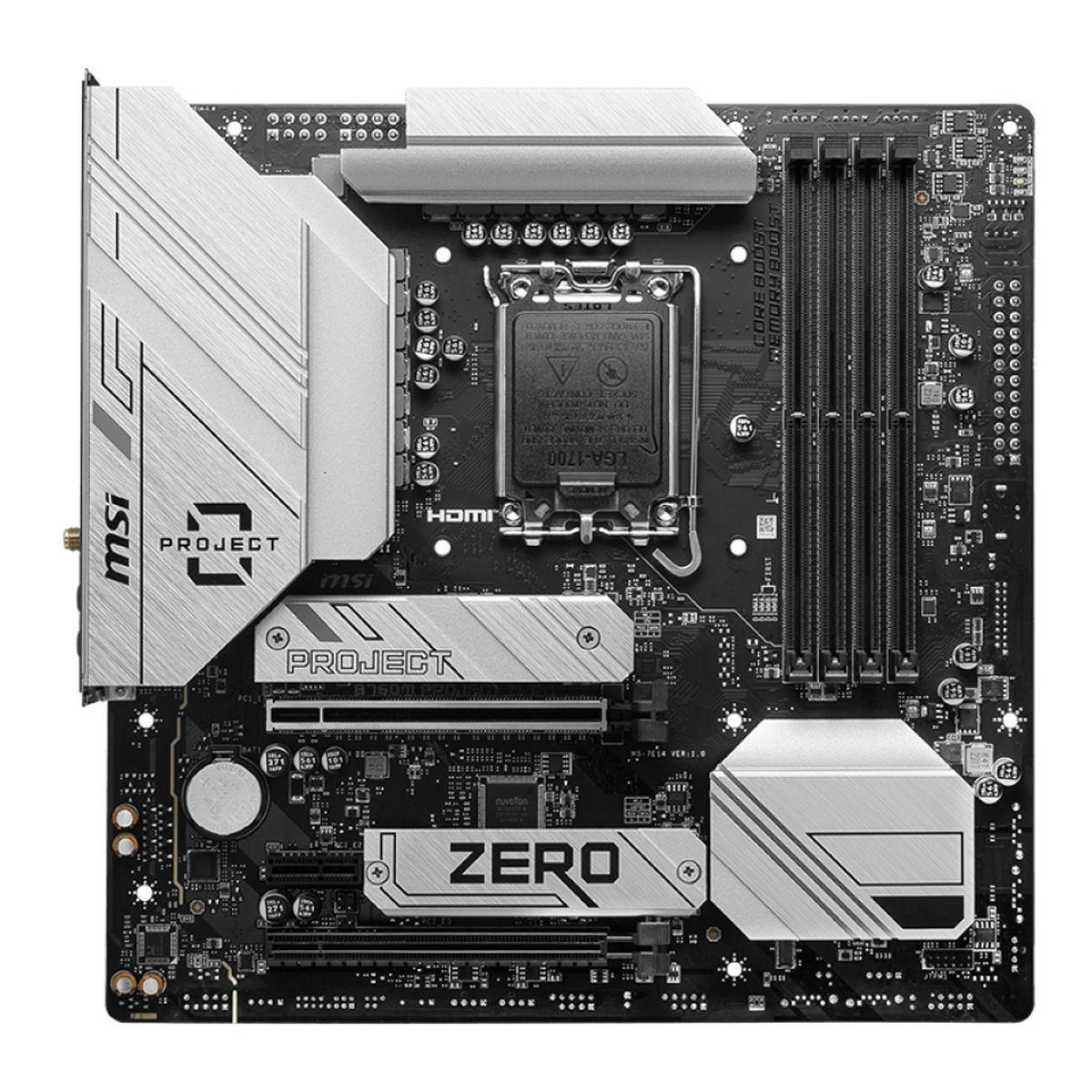 Материнская плата MSI B760M PROJECT ZERO B760, LGA1700, 4*DDR5, 2*PCIEx16, 1*PCIEx1, 2*M.2, 2*TypeC, 3*USB3.2Gen2, 2*USB3.2Gen1, 8*USB2.0, 4*SATA3.0, 2.5G, DP, HDMI, M-ATX, RTL — изображение 2