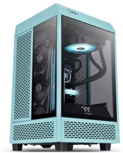 Купить Корпус Thermaltake The Tower 100 Turquoise голубой без БП miniITX 1x120mm 3x140mm 2xUSB3.0 audio bott PSU - 4D-15509725 из реестра по лучшей цене