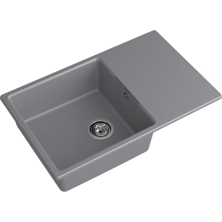 Кухонная мойка GRANFEST URBAN 678L dark gray 1-чаша+крыло 780*490мм, монтаж: врезной, материал: кварц, цвет: темно-серый — изображение 2