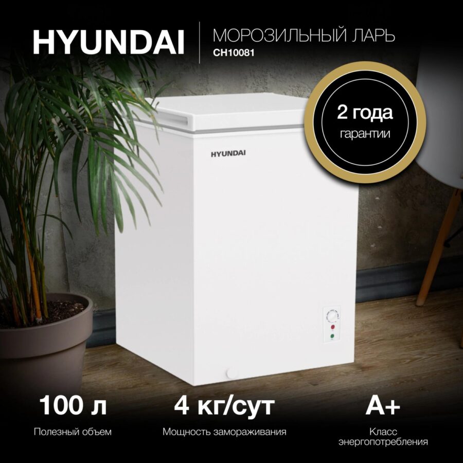 Морозильный ларь Hyundai CH10081 белый 70Вт — изображение 2