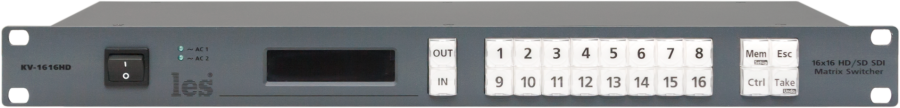 KV-1616HD - Матричный коммутатор 16х16 3G/HD/SD-SDI видеосигналов. Локальное и дистанционное управление, 2БП.
