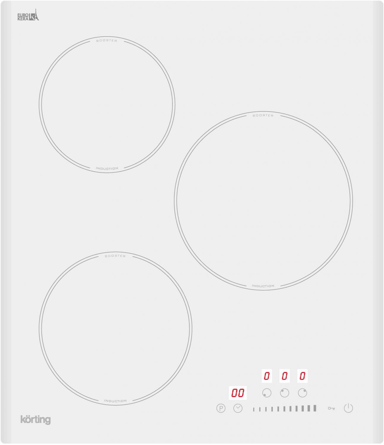 Встраиваемая варочная панель/ Индукционная, 45 см, 3 конфорки, белый цвет