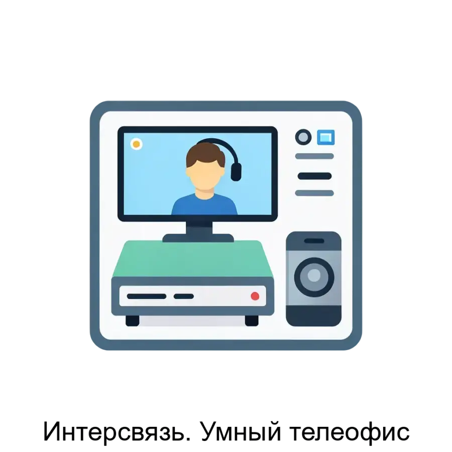 Интерсвязь. Умный телеофис — Программный продукт включает в себя функционал современных технологий, таких как видеосвязь с оператором, что создаёт эффект общения «лицом к лицу».