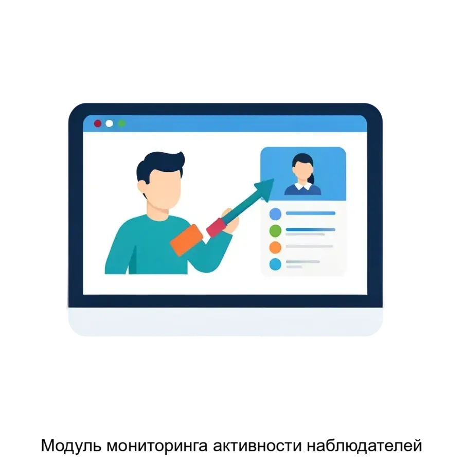 Модуль мониторинга активности наблюдателей предназначен для всестороннего анализа и оптимизации деятельности пользователей в информационных системах. Основная задача: мониторинг пользовательской активности онлайн.