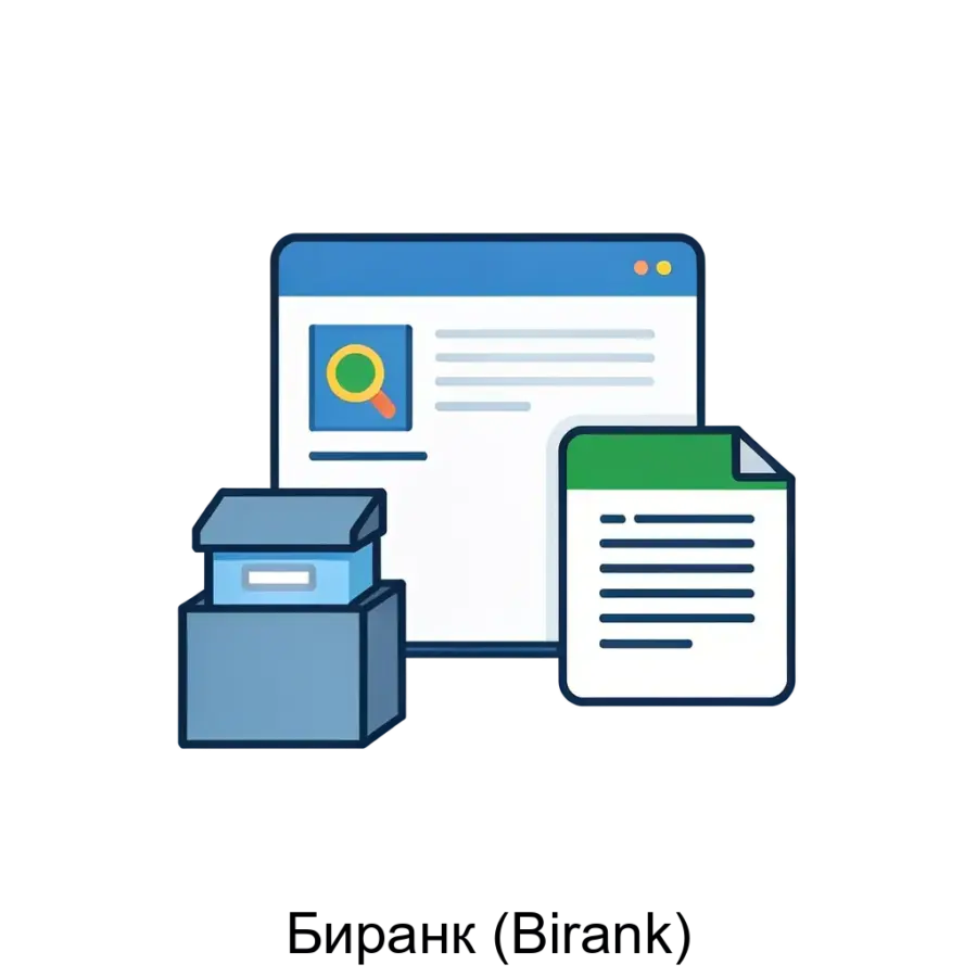 Биранк (Birank) — Система позволяет моментально собирать данные из государственных реестров, включая ЕГРЮЛ и ЕГРИП, а также информацию о долгах, банкротствах, арбитражных делах и выигранных государственных контрактах.