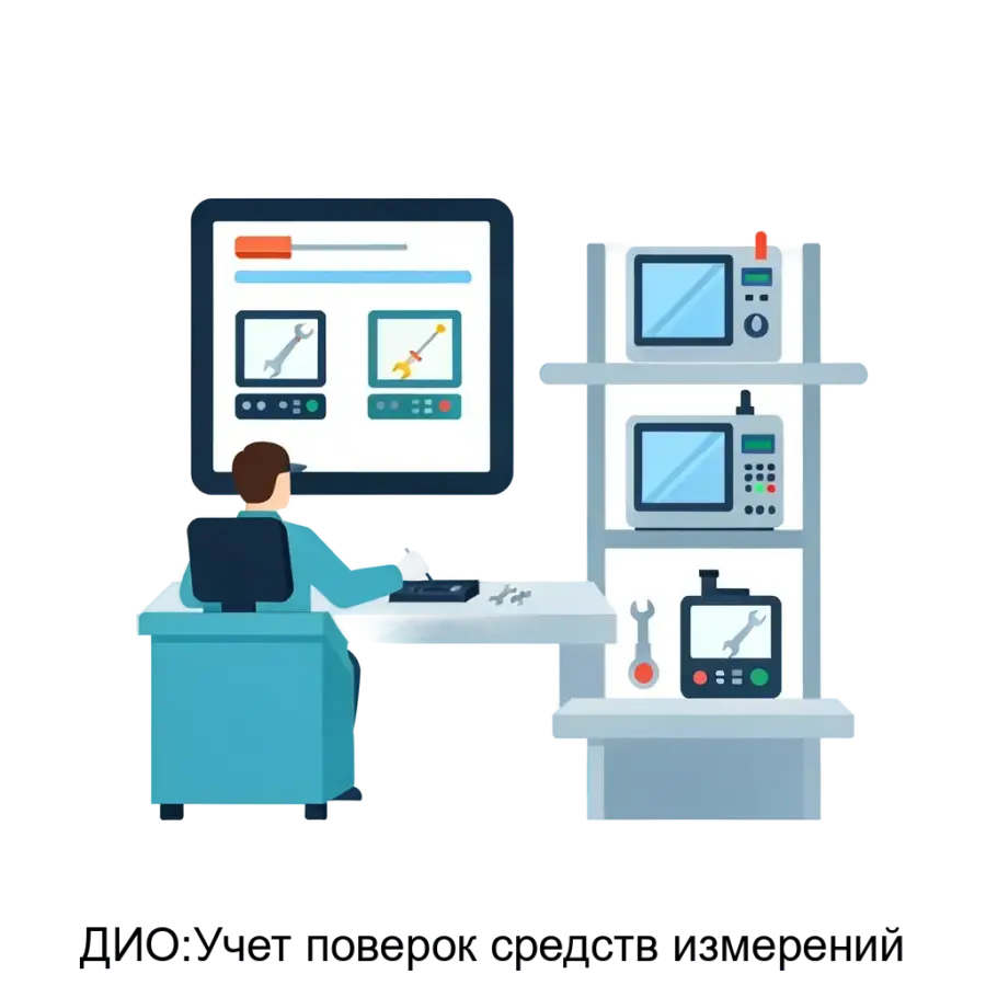 ДИО:Учет поверок средств измерений — Программный продукт «ДИО: Учет поверок средств измерений» представляет собой специализированную конфигурацию. Основная задача: автоматизированный учёт поверок метрологических средств.