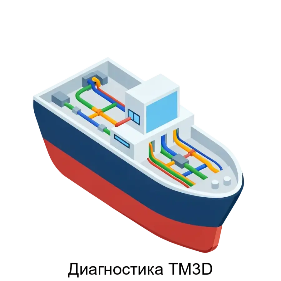 Диагностика ТМ3D — обеспечивает пользователям наглядное ориентирование, упрощая поиск и исправление ошибок в проектной документации. Основная задача: анализ кабельных трасс в 3D-модели судна.