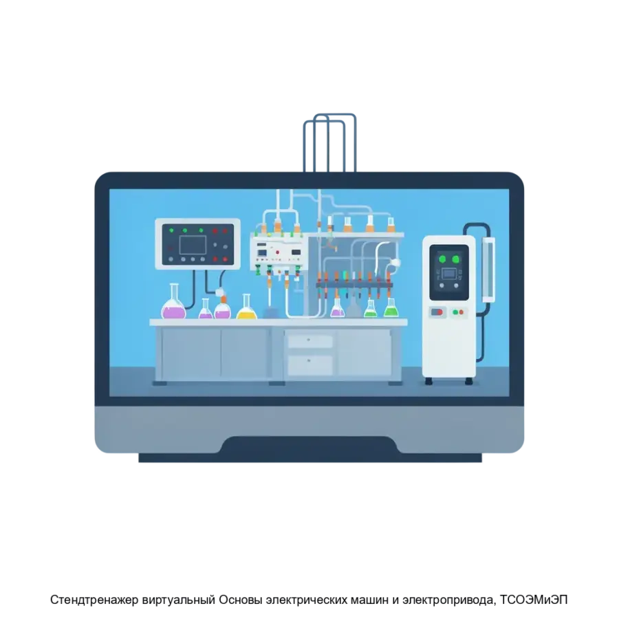 Cтендтренажер виртуальный Основы электрических машин и электропривода, ТСОЭМиЭП — Этот виртуальный тренажер является аналогом реального учебного стенда. Основная задача: видеосимулятор электротехнических лабораторий.