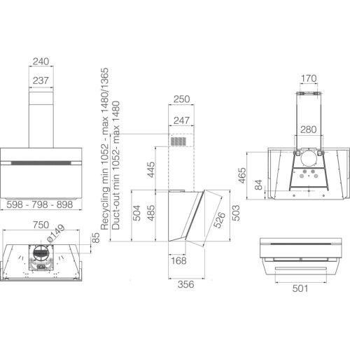 Вытяжка ELICA/ Вытяжка ELICA, 90 см, наклонная, рециркуляция/отвод, LED освещение, сенсорное управление, 3 скорости + интенсивный режим, индикация насыщения фильтра, технология Back Aspiration, технология Multi-D Capture, таймер с автоотключением, энергоэ — изображение 3