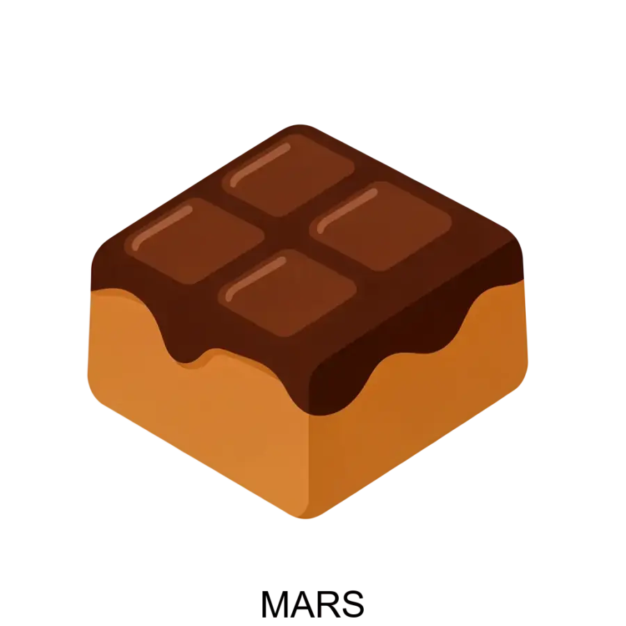 MARS — Благодаря сочетанию нуги и карамели под слоем шоколада, он обеспечивает насыщение и дает заряд энергии. Основная задача: сладкая шоколадно-карамельная нуговая наслада.