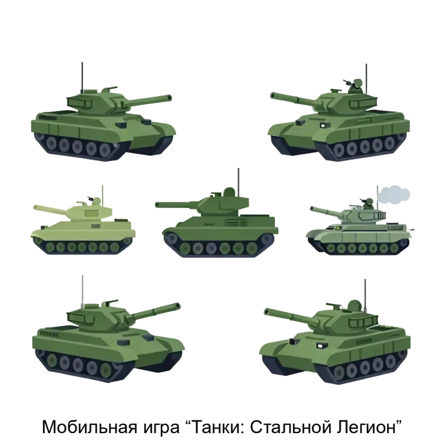 Мобильная игра “Танки: Стальной Легион” — Игра предназначена для развлекательных целей, позволяя игрокам участвовать в стратегических боях с использованием различных видов танков и оружия.