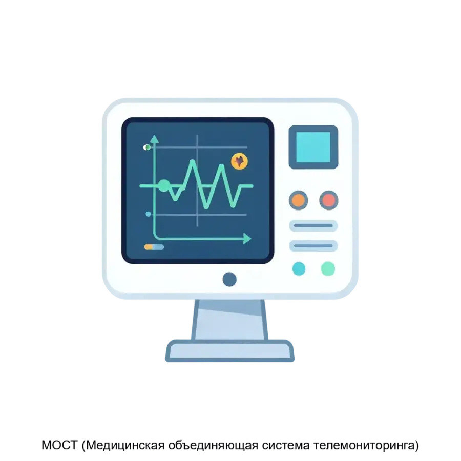 Система МОСТ (Медицинская объединяющая система телемониторинга) представляет собой программное обеспечение. Основная задача: медицинский телемониторинг с ИИ-аналитикой.