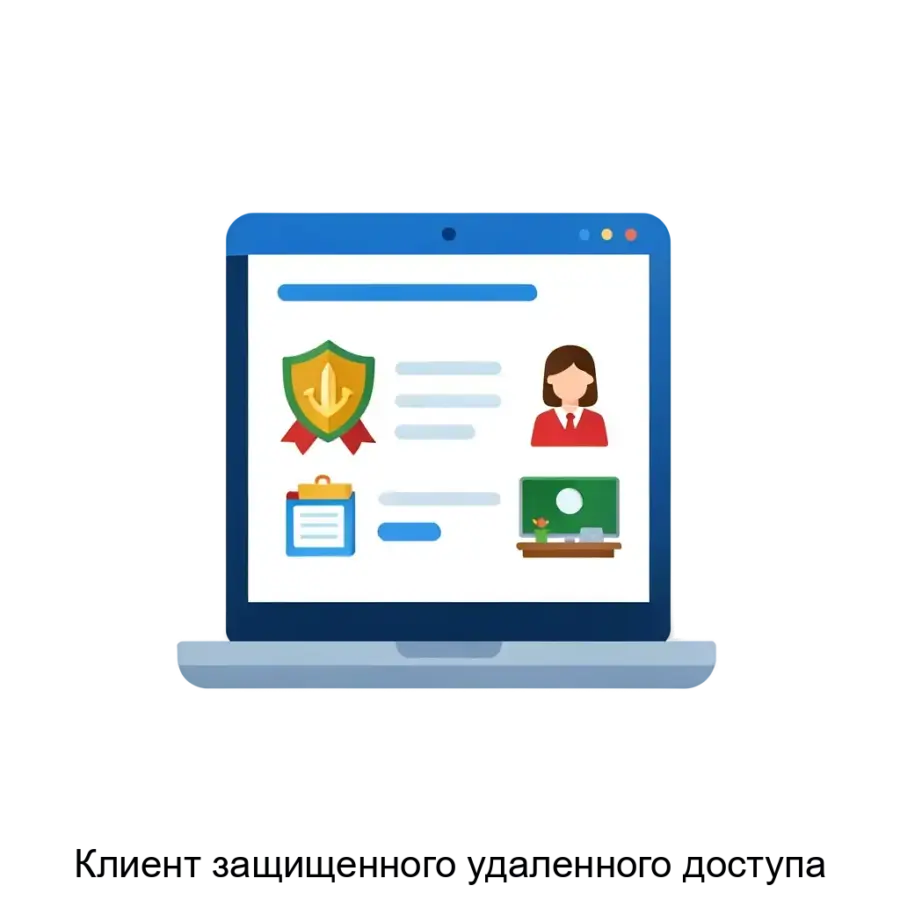 Клиент защищенного удаленного доступа представляет собой интернет-сервис, который обеспечивает безопасное управление образовательными процессами в школе. Основная задача: инструмент онлайн-управления школой безопасно.
