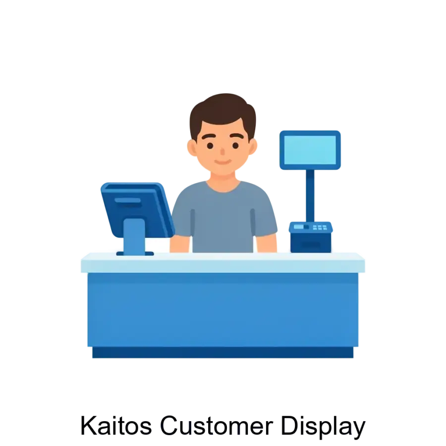 Kaitos Customer Display — обеспечивает чёткое и яркое отображение цен, изображений и другой информации, позволяя создать удобное взаимодействие с клиентами. Основная задача: информация на кассе для клиентов.