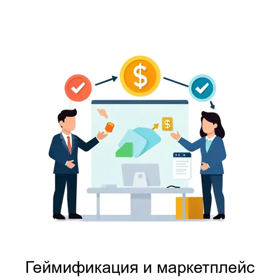 Геймификация и маркетплейс — это цифровой инструмент, позволяющий создать простую и понятную систему геймификации для корпоративных нужд. Основная задача: игровая корпоративная мотивация на платформе.