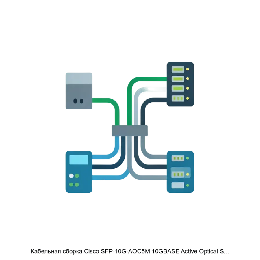 Кабельная сборка Cisco SFP-10G-AOC5M 10GBASE Active Optical SFP+ Cable, 5m — Кабельная сборка 10GBASE Active Optical SFP+ Cable, 5m. Основная задача: высокоскоростное оптическое соединение Cisco.