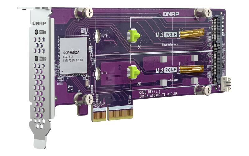 Плата расширения/ QNAP QM2-2P-344A 2 x M.2 22110 or 2280 PCIe (Gen3 x4) NVMe SSD slots, Low-profile flat and Full-height brackets included. — изображение 7