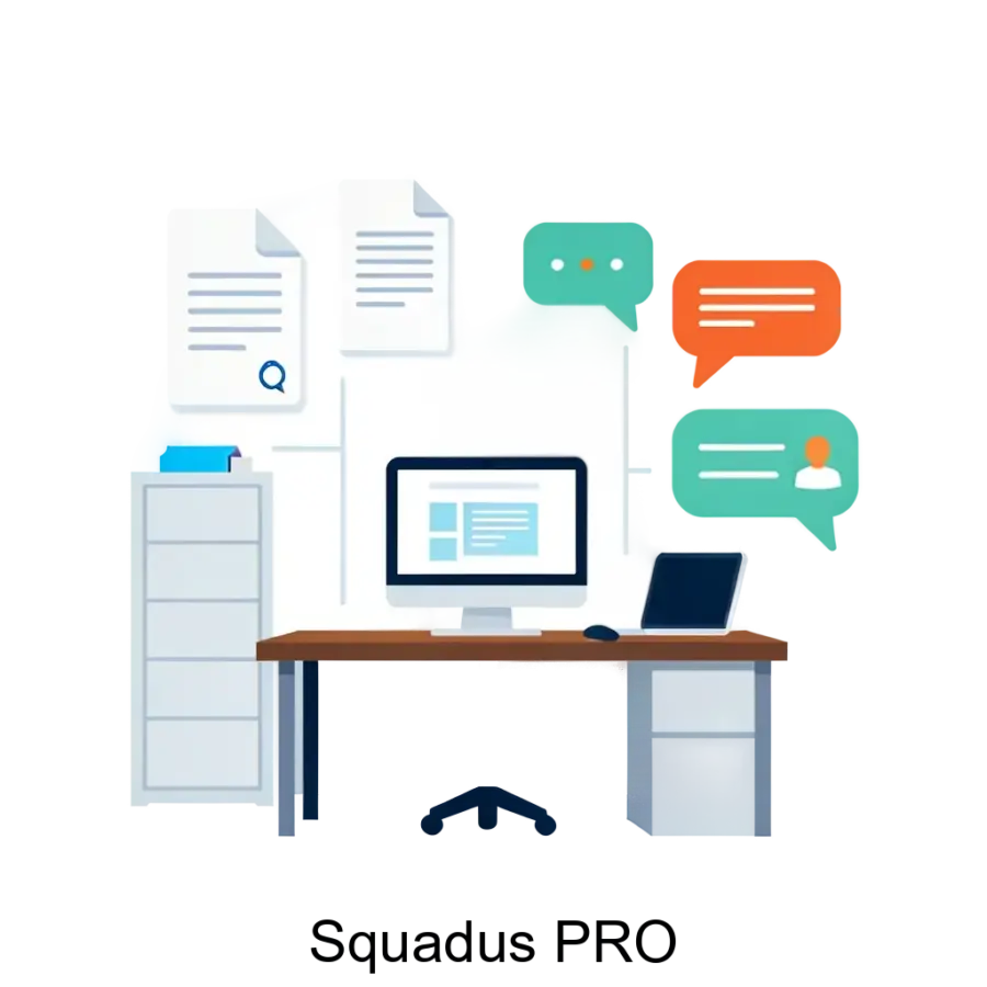 Squadus PRO – цифровое пространство для совместной работы с документами и корпоративного общения в командах. Основная задача: умный офис, документы и чаты вместе.