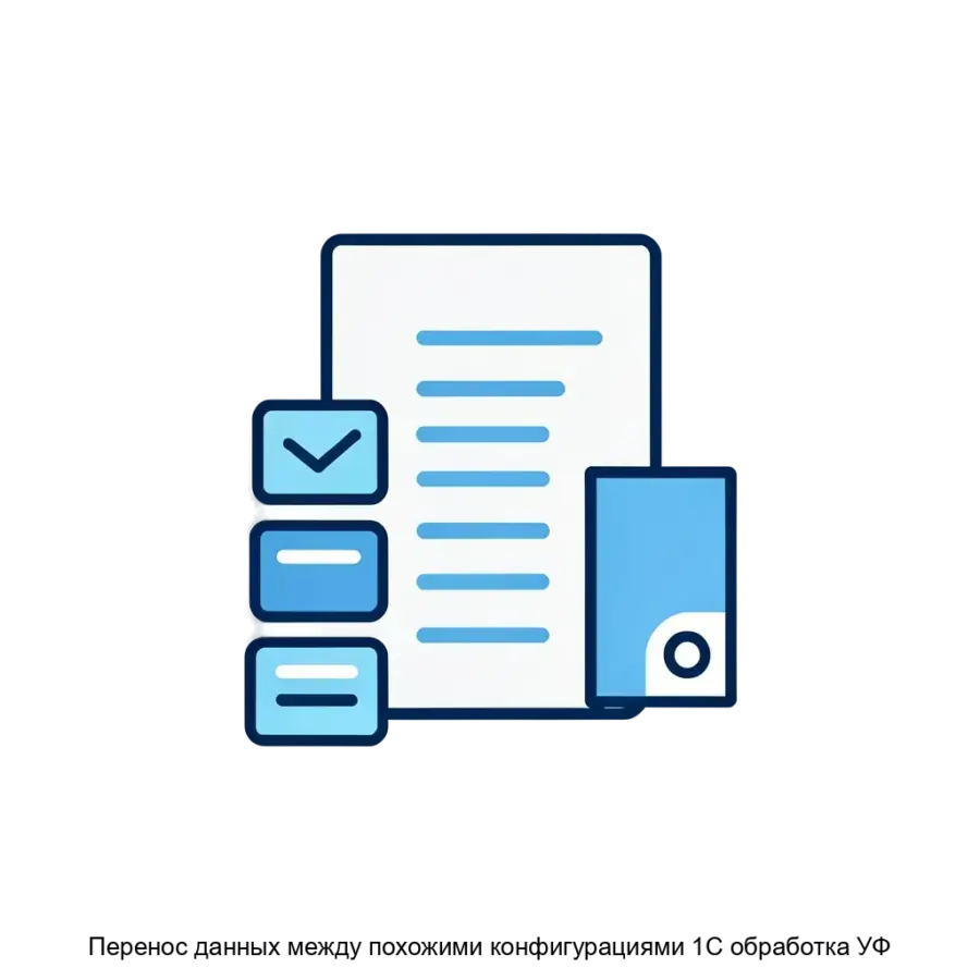 Продукт под названием "Перенос данных между похожими конфигурациями 1С обработка УФ" предназначен для быстрого и эффективного переноса данных между схожими. Основная задача: упрощённая миграция данных в 1С.
