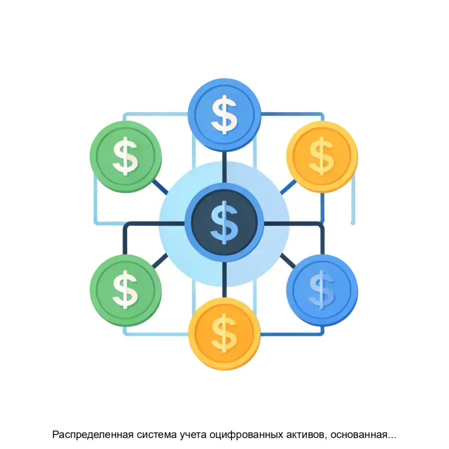Распределенная система учета оцифрованных активов, основанная на токенизации данных и технологии блокчейн — Данная распределенная система учета оцифрованных активов использует токенизацию данных и технологии блокчейн.