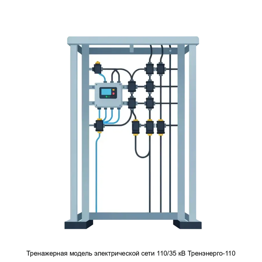 Тренажерная модель электрической сети 110/35 кВ Тренэнерго-110 предназначена для обучения оперативного персонала. Основная задача: **Реалистичный тренажёр для обучения переключений сети высоковольтных линий.**.