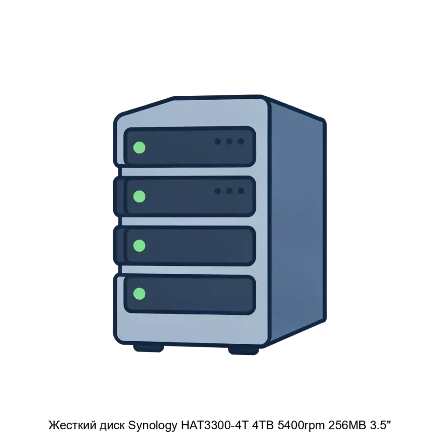 Жесткий диск Synology HAT3300-4T 4TB 5400rpm 256MB 3.5" — Жесткий диск 4TB 5400rpm 256MB 3.5". Основная задача: надёжное хранилище данных для NAS.