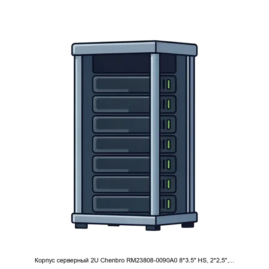 Корпус серверный 2U Chenbro RM23808-0090A0 8*3.5" HS, 2*2,5", 2*USB 3.2, 2*800W HS — Корпус серверный 2U 8*3.5" HS, 2*2,5", 2*USB 3.2, 2*800W HS.