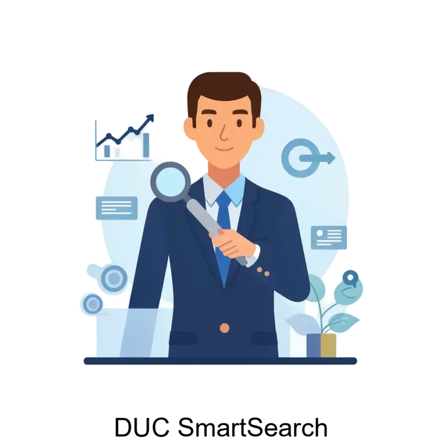 Продукт DUC SmartSearch разработан для использования в корпоративных информационных системах и службах поддержки. Основная задача: умный корпоративный поиск данных.