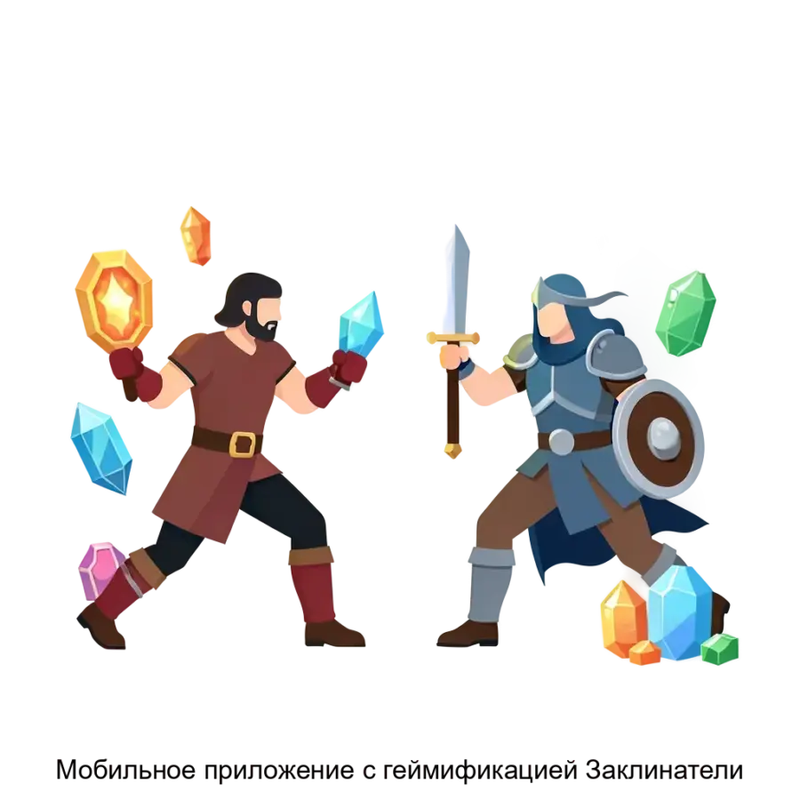 Мобильное приложение с геймификацией Заклинатели — В PvE-режиме пользователи сталкиваются с управляемыми искусственным интеллектом монстрами. Основная задача: мобильная ролевая битва с артефактами.