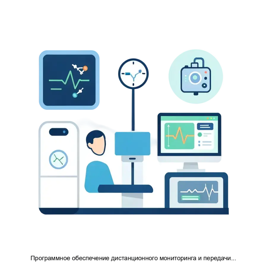Программное обеспечение дистанционного мониторинга и передачи медицинских данных и показателей здоровья анализа и обработки полученных медицинских данных для диагностики и лечения с поддержкой использования подключаемых.