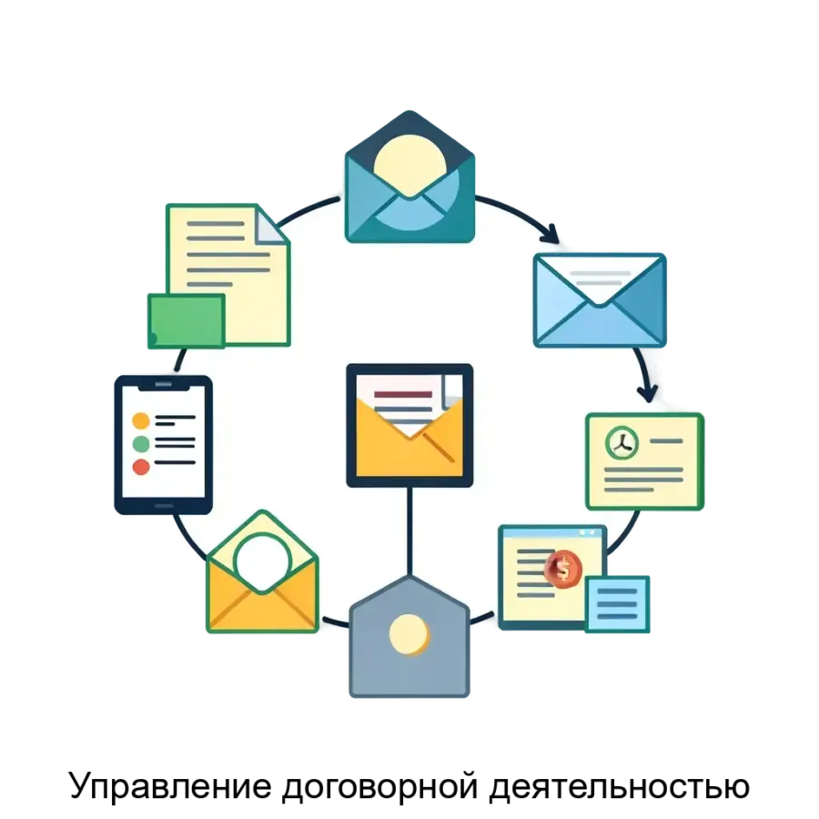 Продукт под названием "Управление договорной деятельностью" предназначен для автоматизации и оптимизации процесса управления договорными обязательствами в организации.