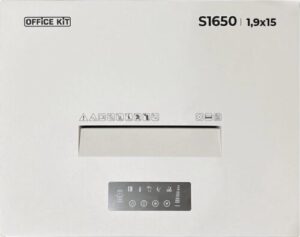 Купить Шредер Office Kit S1650 1,9х15 белый (секр.P-5) фрагменты 30лист. 165лтр. скобы пл.карты CD - 4D-14105827 из реестра по лучшей цене
