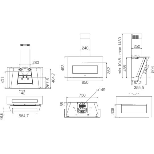 Вытяжка ELICA/ Вытяжка ELICA, 85 см, наклонная, LED освещение, сенсорное управление, таймер, 3 скорости + интенсивный режим, индикация насыщения фильтра, цвет черный — изображение 4