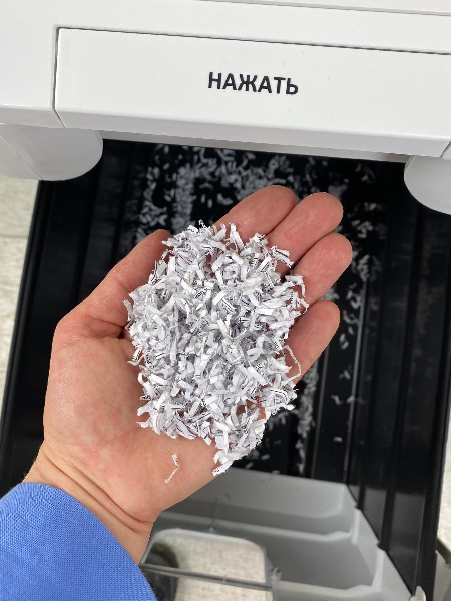 Уничтожитель документов ГЕЛЕОС АП40-5, DIN P-5 (5 ур-нь секр.), фрагмент 1,9х12мм, АВТОПОДАЧА 180 лист (70г/м2), пл.карты/скрепки/скобы, 37 литров — изображение 9