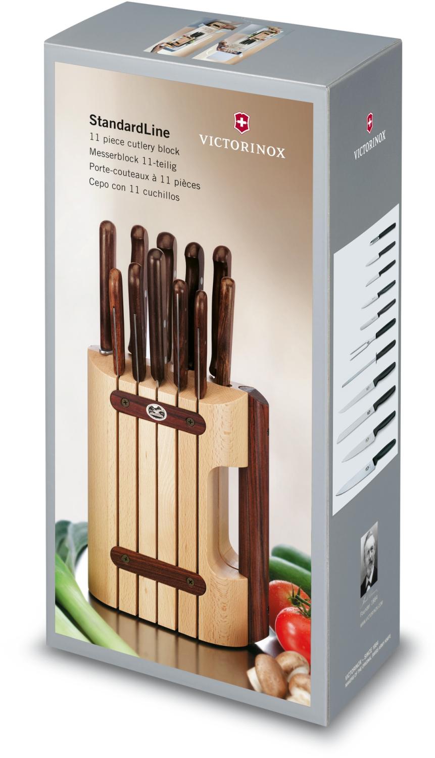 Набор ножей кухон. Victorinox Wood 5.1150.11 (5.1150.11) компл.:11предм. с подставкой дерево подар.коробка — изображение 11