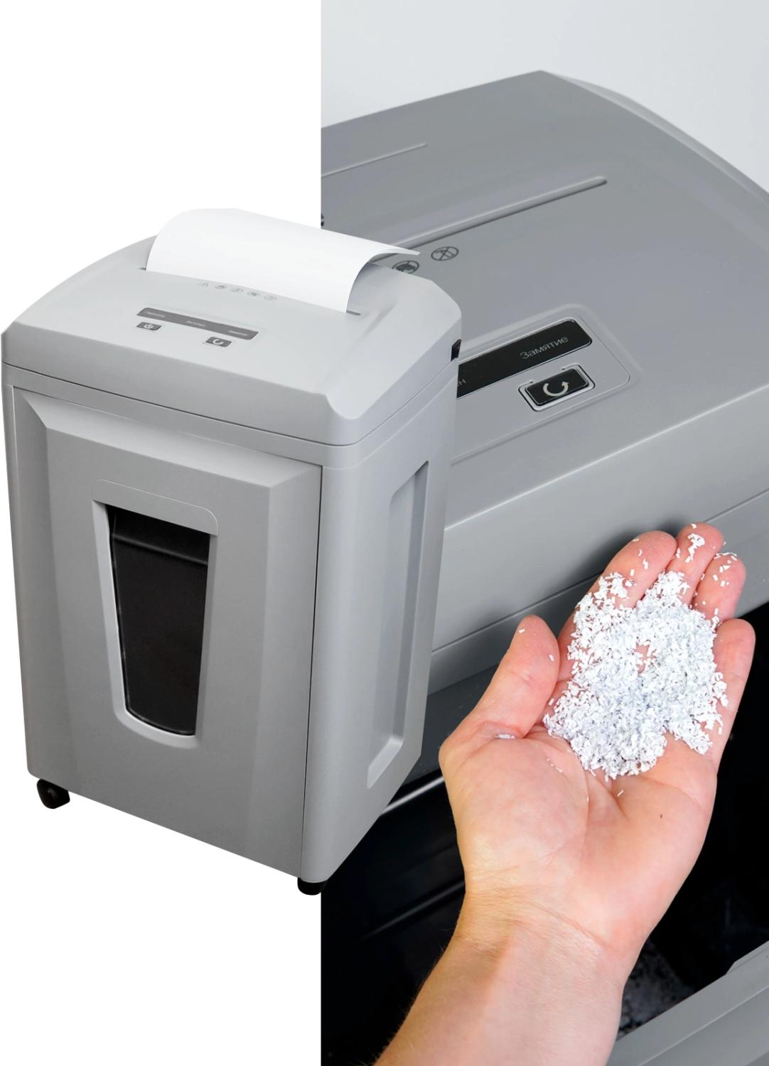 Шредер Heleos УП26-7+ серый (секр.P-7) фрагменты 6лист. 26лтр. пл.карты CD — изображение 7