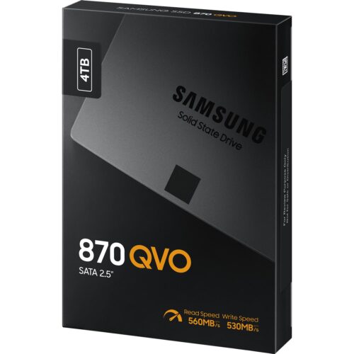 Твердотельные накопители/ Samsung SSD 870 QVO, 4000GB, 2.5" 7mm, SATA3, 4-bit MLC, R/W 560/530MB/s, IOPs 98 000/88 000, TBW 1440, DWPD 0.33 (12 мес.) — изображение 7