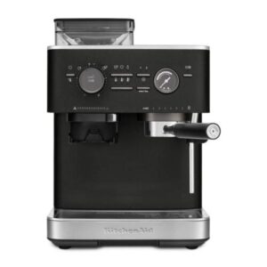 Купить Полуавтоматическая кофемашина KitchenAid, давление 15 бар, 15 уровней помола, объем резервуара для воды 2.5 л, автоматический капучинатор, одновременное приготовление двух чашек, индикатор наличия зерен, индикация уровня воды, цвет черный чугун - 4D-15786987 из реестра по лучшей цене